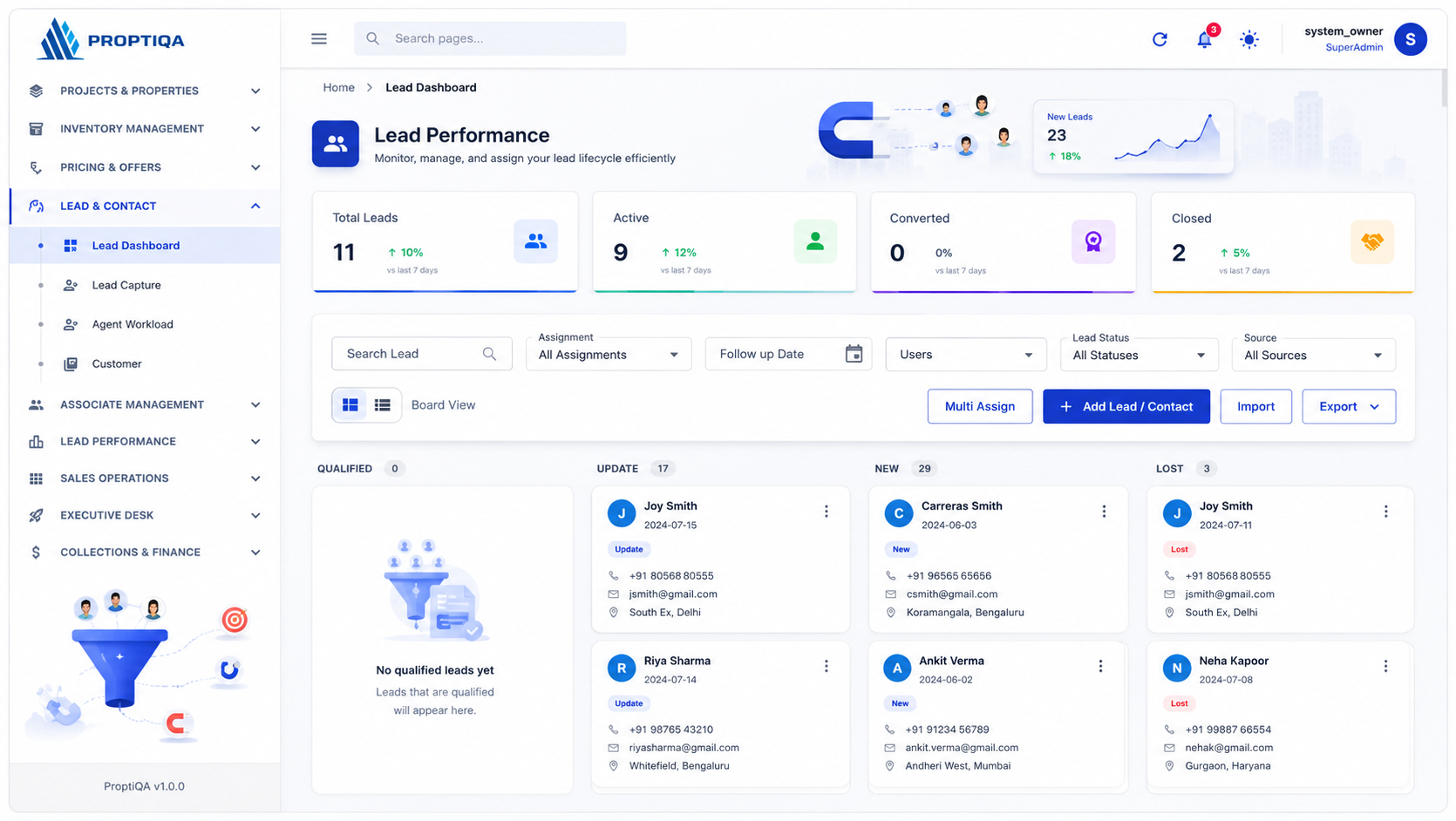 Lead & CRM Dashboard